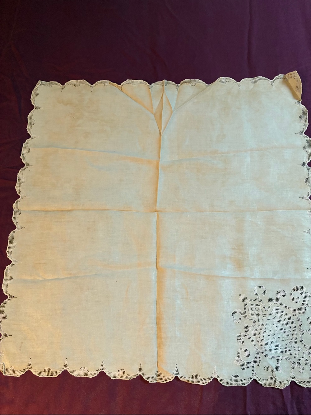 10 antique linen napkins 23” square